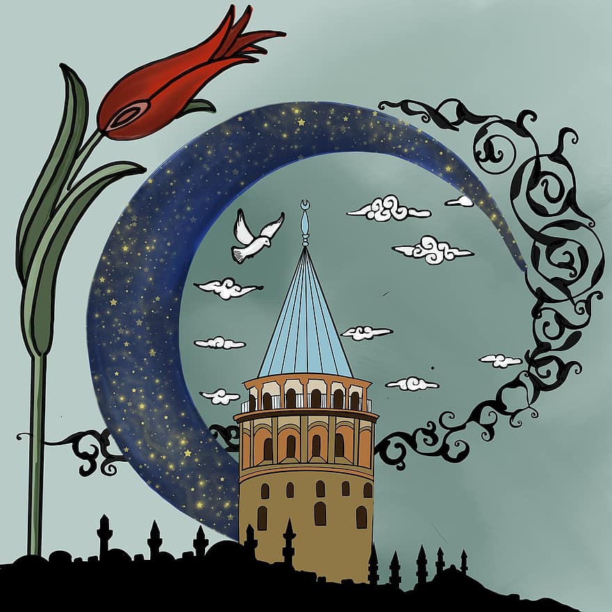 torre, estuari, arquitectura, torre de galata, Istanbul, L'art de Türkiyeisla