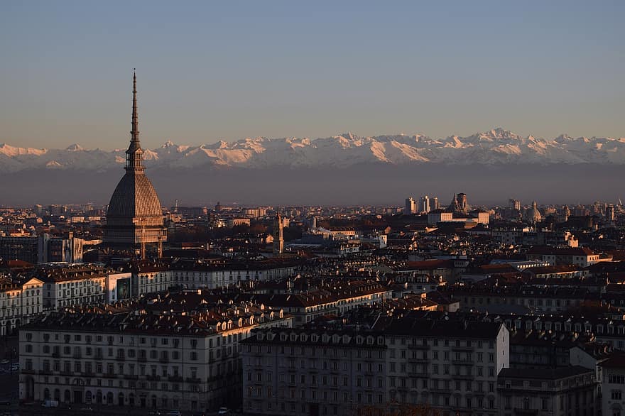 Торино, къртица, Пиемонте, пейзаж, архитектура, Антонелиана, панорамен, град, пътуване, Италия, хоризонт