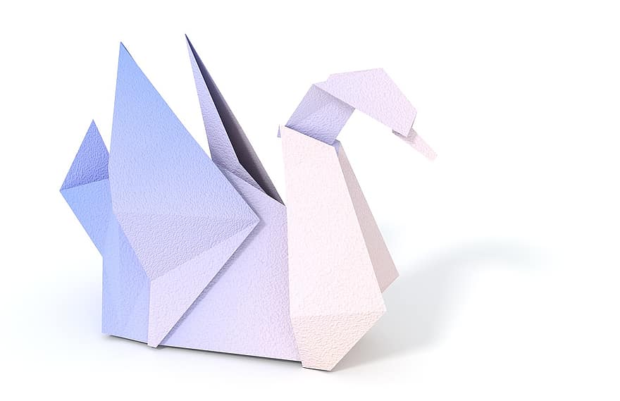 cigno, origami, carta pieghevole, uccello