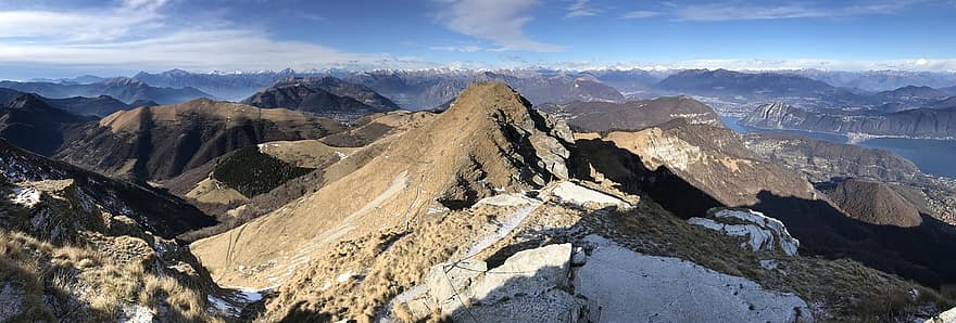 изглед от monte generoso, Към дантелата на кръста, алпийски маршрут, Алпи, разходка, небе, върхове, екскурзии, туризъм, планини, природа