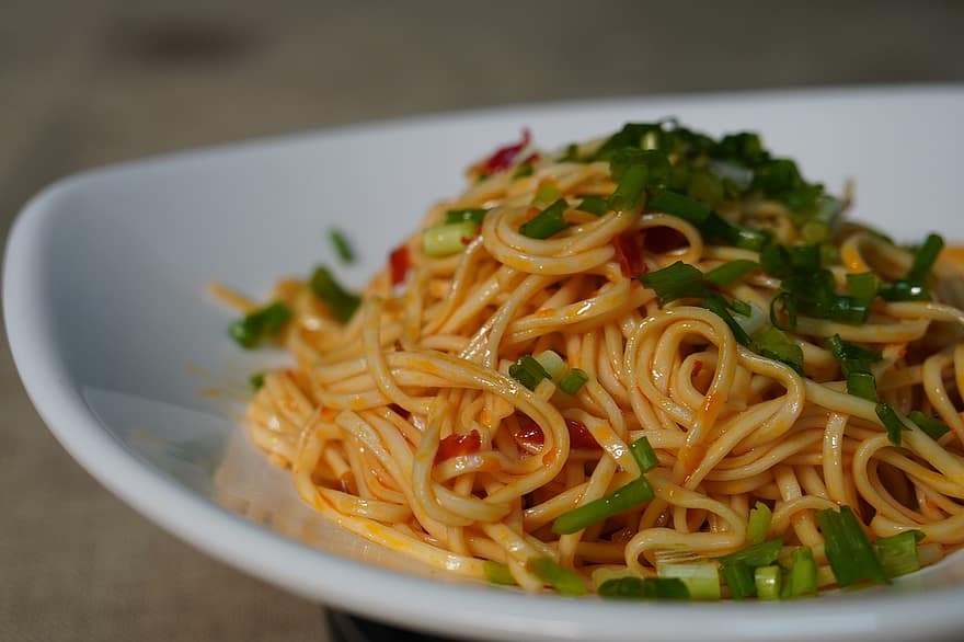 uilskuiken, spaghettigue, voedsel, gezond, Chinees eten