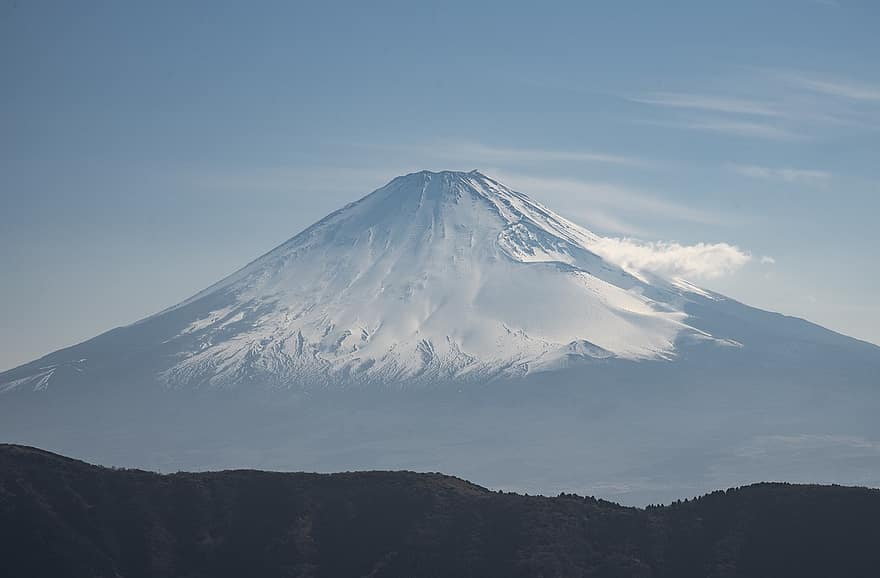 uchwyt, fuji, wulkan, Japonia, krajobraz, Góra, punkt orientacyjny, chmury, sceniczny, mgła, śnieg