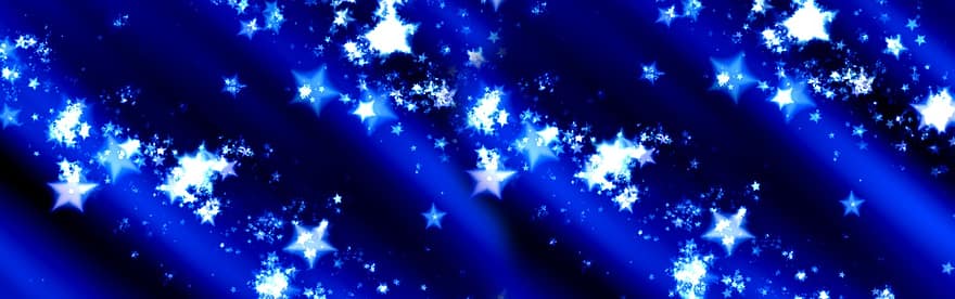 bannière, entête, Noël, carte de Noël, carte de voeux, étoile, fractales, bleu, avènement, réveillon de Noël, Festival