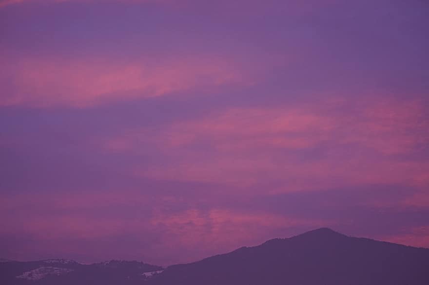 Mountains, Sunset, Dusk, Twilight, Background, Landscape, blue, cloud, sky, mountain, summer