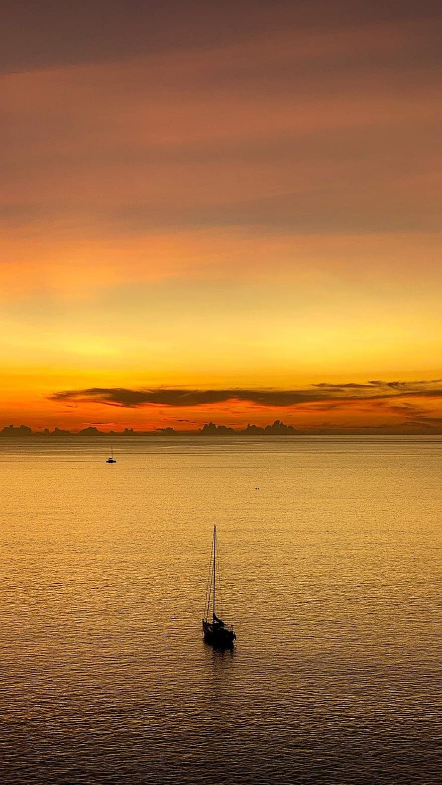 boot, zonsondergang, zee, oceaan, jacht, het zeilen, Thailand, natuur, water, landschap, horizon