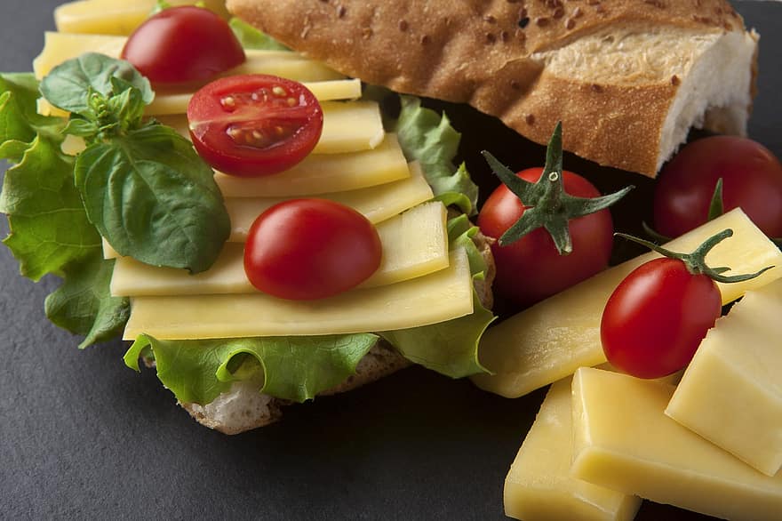 Sandwich, Fast Food, Cheese, Cheddar, Tomato, Bread, Presentation, Delicious, Meal, food, gourmet