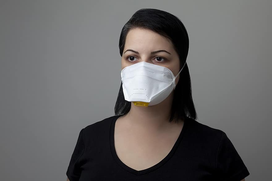 mujer, máscara, N95, mascara medica, retrato, mascara facial, COVID-19, epidemia, enfermedad, pandemia, paciente