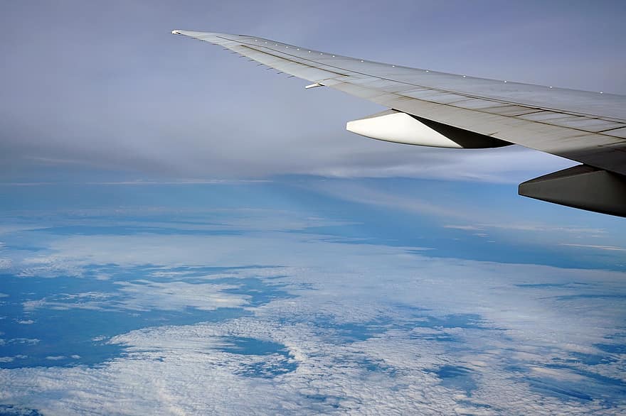 avion, ciel, des nuages, vol, Voyage, aéroporté, en volant, véhicule aérien, bleu, nuage, avion commercial
