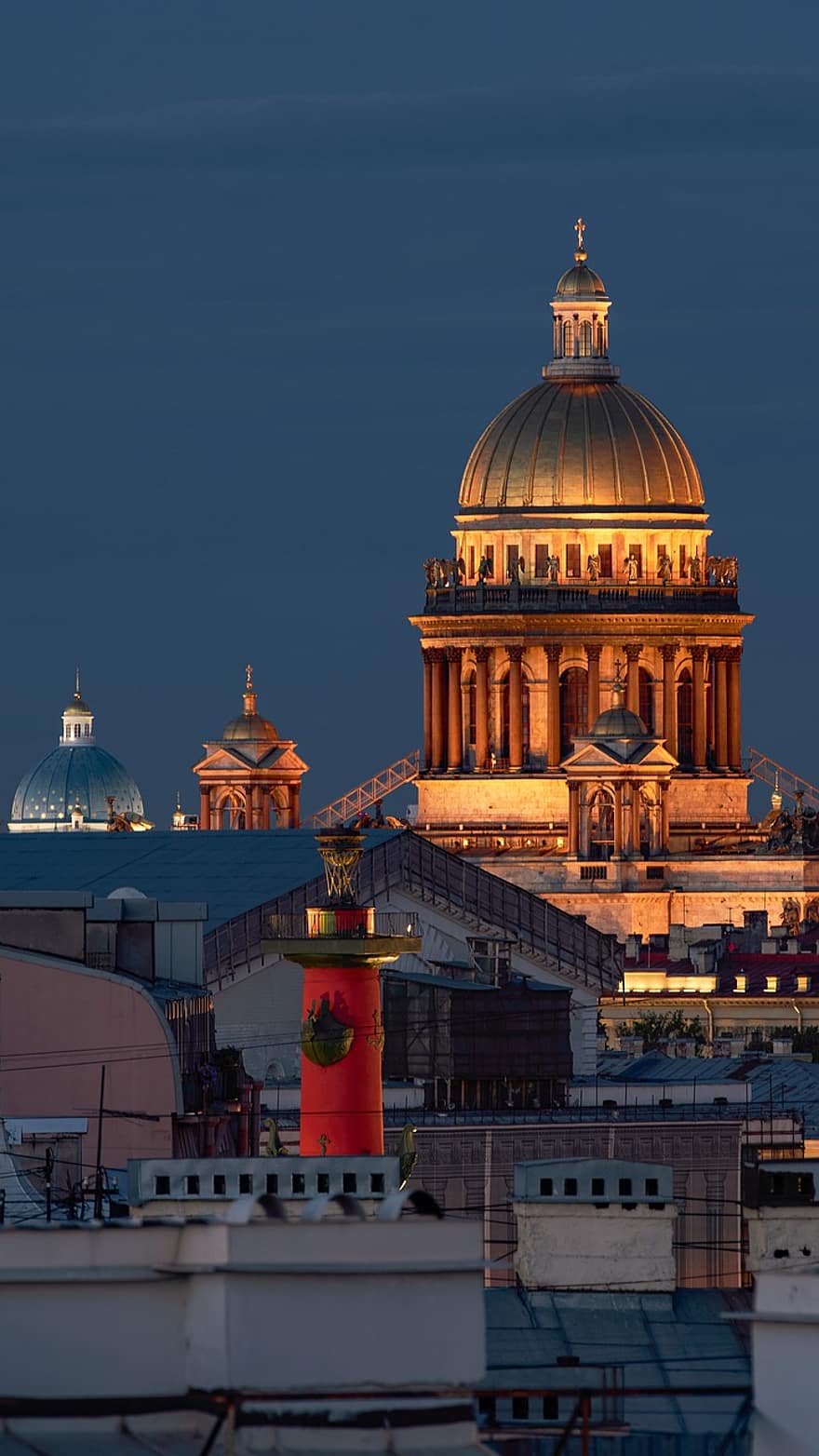 église, nuit, soir, Saint-Pétersbourg, Russie, ville