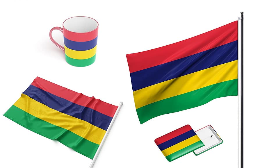 Maurīcija, valstī, karogs, valsts, tasi, dizains, identitāte
