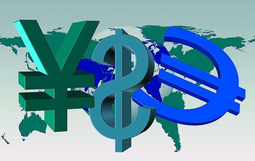 valuutat, maailman-, maa, kartta, sentti, dollari, ecu, euro, eur, Rahoittaa, raha