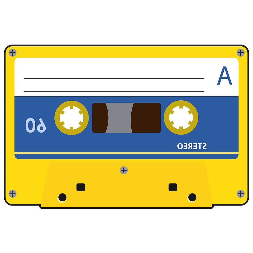 Kassette, Musik-, Film, Kassettenrekorder, Kompaktkassette, 80er Jahre, 90, Eine Bandkassette, klingen