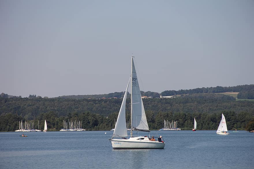 barco a vela, lago, agua, natureza, período de férias, viajar, lazer, relaxamento, vela, iate, embarcação náutica