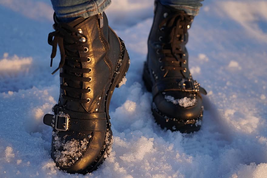 skor, stövlar, Skodon, is, frost, stil, snö