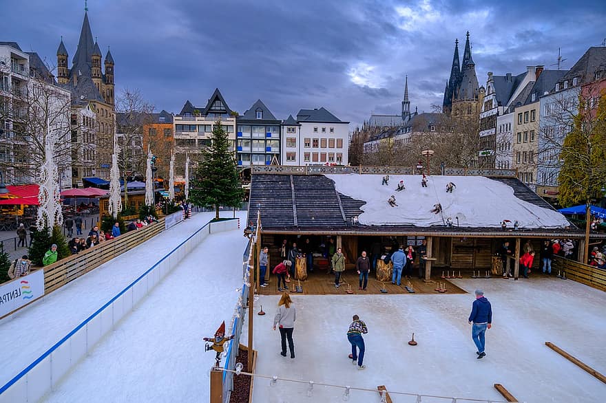 giáng sinh, chợ Giáng sinh, quán rượu nghiền ngẫm, nước hoa, mùa đông, giày trượt băng, giáo đường Cologne, sự ra đời