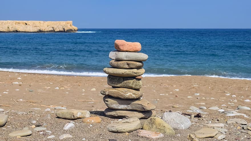 Stones, Beach, Seashore, Sea Side, Waves, Stack, Lara Bay, National Park, Akamas