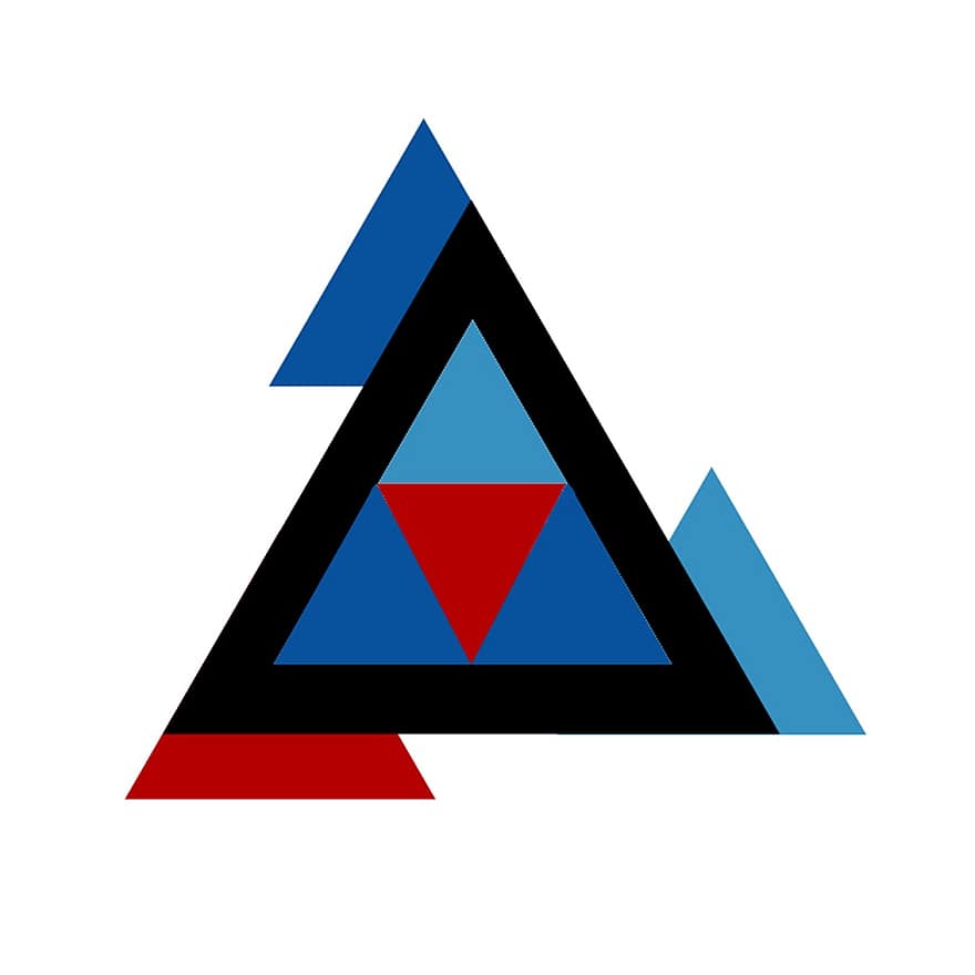 triunghi, albastru, roșu, proiecta, model, mozaic, poligon, futurist, geometric, formă