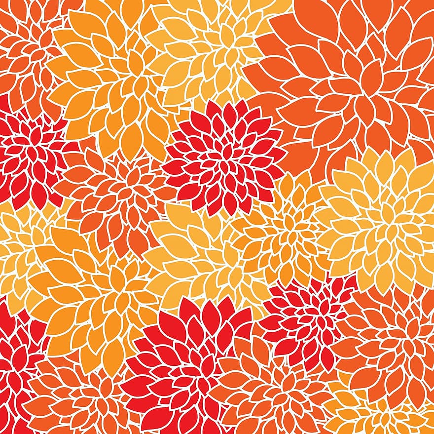 Blume, Blumen, Jahrgang, Blumen-, Kunst, Dahlie, Dahlien, Orange, rot, Tapete, Hintergrund