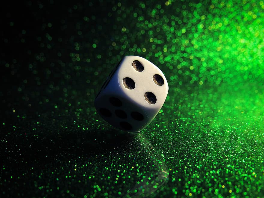 Dobbelsteen, balans, Groene Glitters, kubus, spelen, spel, dobbelsteenspel, gokken