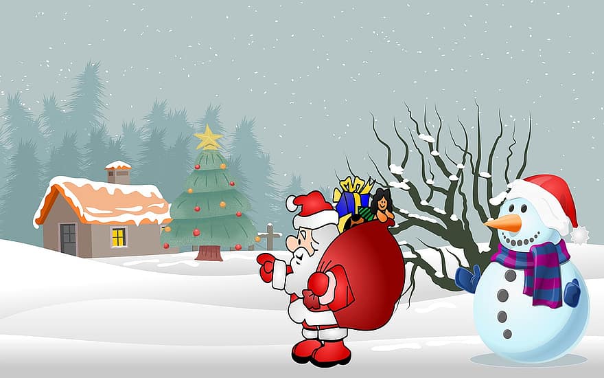 Santa, ledininkas, žiemą, sniegas, ledas, Naujieji metai, claus, šalčio, dovanos