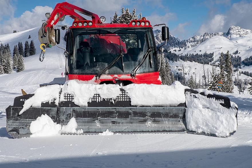 sniego plūgas, Sniego traktorius, sniegas, Sniego traksas, Pėdų mašina, žiemą, žiemos paslaugos, patyčias, sniego sportas