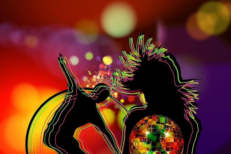Dancing, Discotheque, Disco, Music, Background, backgrounds, illustration, night, men, abstract, celebration