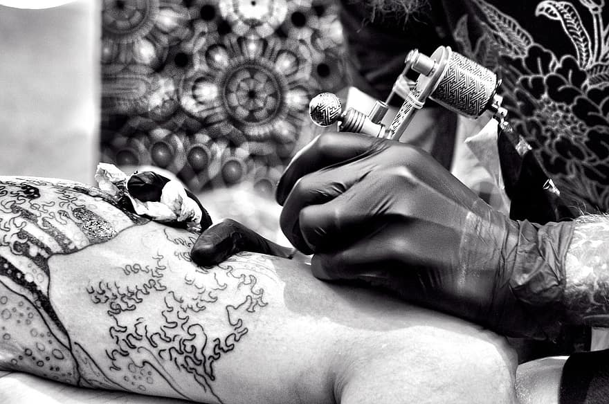 tatuaż, tatuaże, artykuł, ciało sztuki, konwencja dotyku florencji, ftc, zdjęcie, czarny i biały, b6w, sfotografować