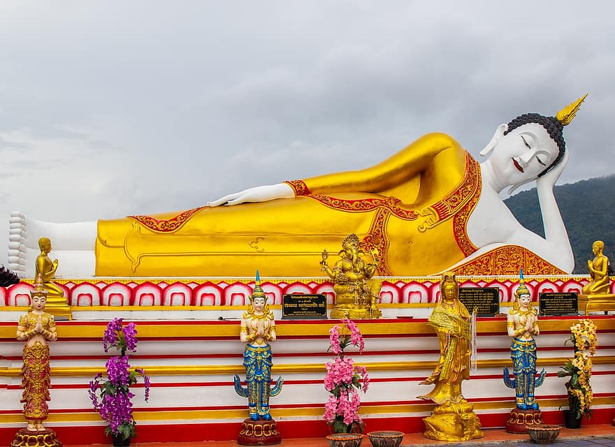 templu, statuie, palat, buddha, figura, aur, Tailanda, Asia, chiang, Mai, Chiang Mai