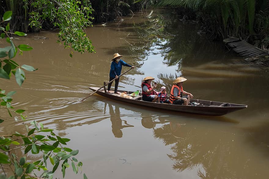 лодка, пазар, джунгла, Тайланд
