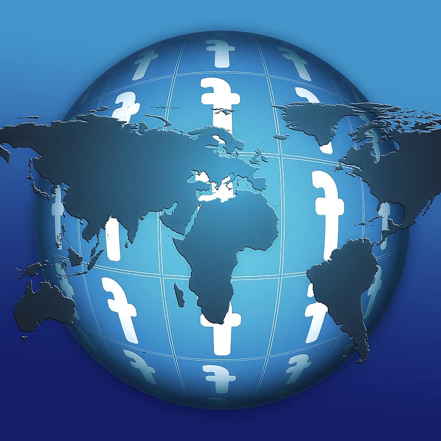 Facebook, zeměkoule, e-mailem, míč, Země, svět, v, pošta, zprávy, Internet, elektronika
