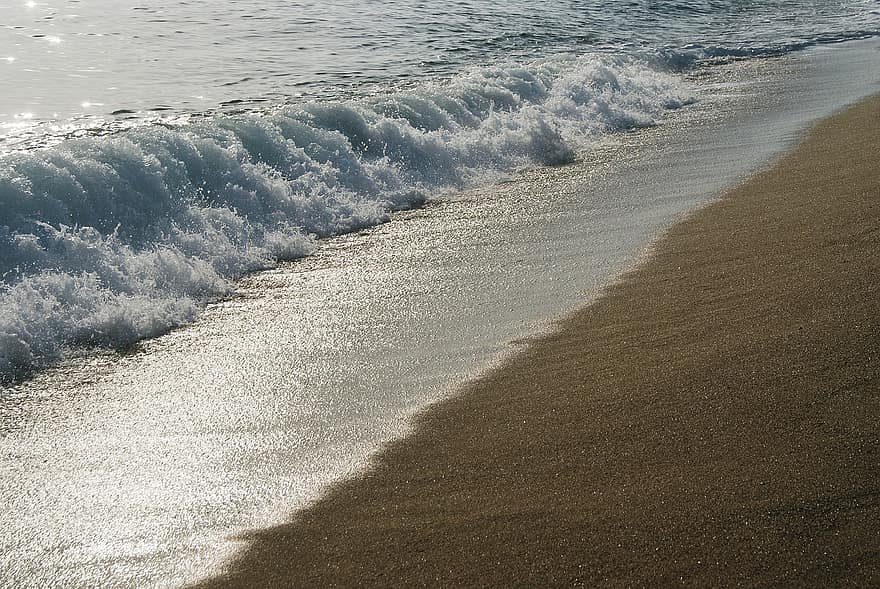 strand, zand, golven, zee, oceaan, natuur, schuim