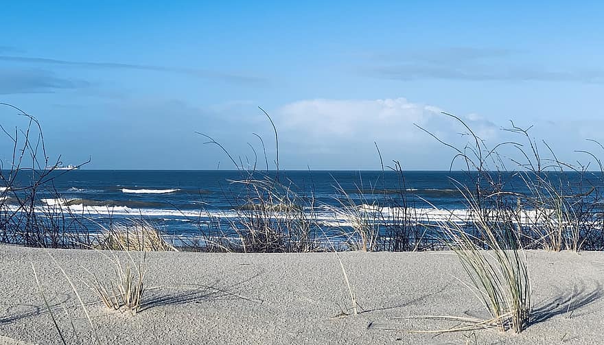 moře, písečné duny, písek, wangerooge