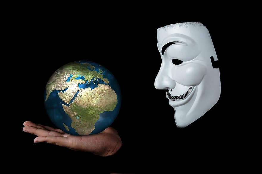 maske, internett, anonym, kloden, Mann, ansikt, person, oppstand, demonstrasjon, Politikk, forpliktelse