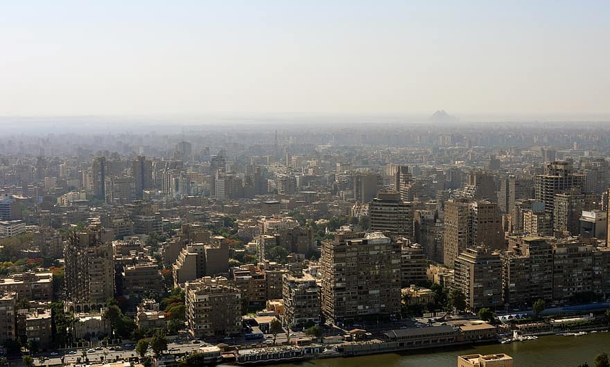 città, orizzonte, Cairo, sfondo, paesaggio urbano, centro