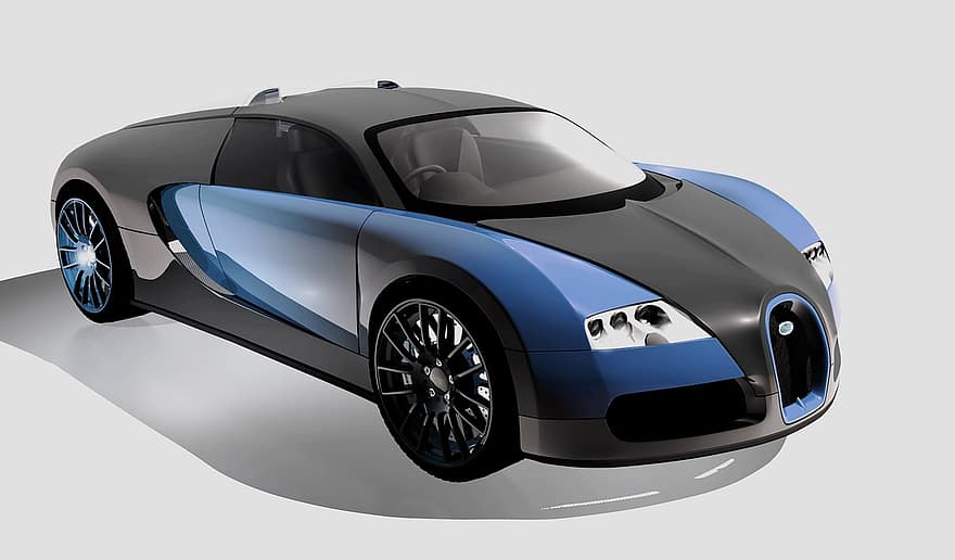 bugatti, veyron, mobil, bolide, prototipe, rendering, tekstur, 3d, Bugatti Veyron