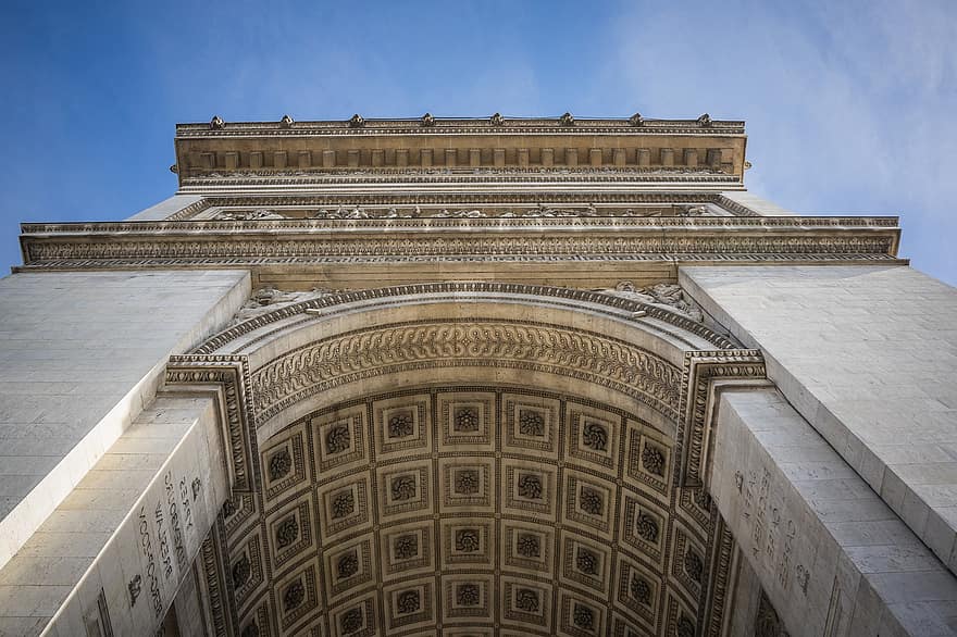 Триумфальная арка, памятник, Елисейские поля, Париж, Франция, ориентир, состав, архитектура, город, городской