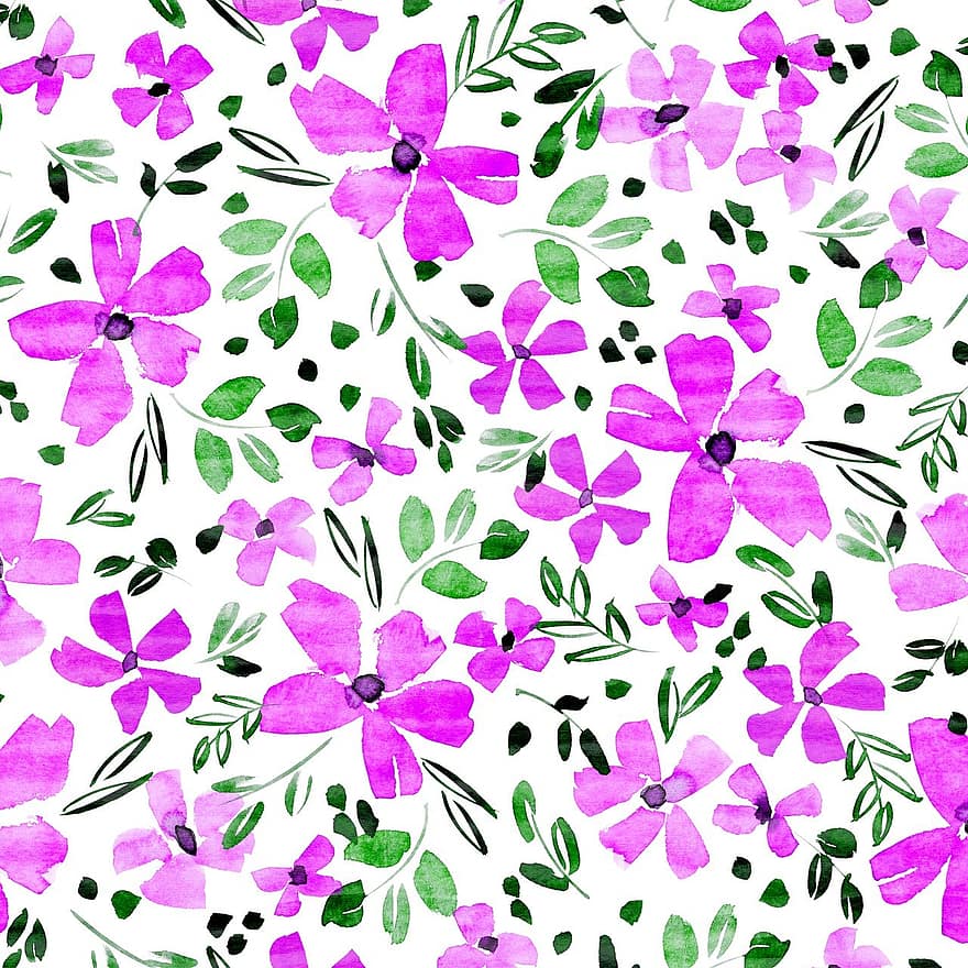 floreale, carta digitale, acquerello, modello, struttura dell'acquerello, fiori viola, le foglie, sfondo floreale, sfondi, fiore, foglia
