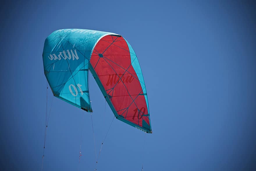 kite surf, ciel, mer, sport, voler, vela, vent, bleu, sports extrêmes, en volant, parachute