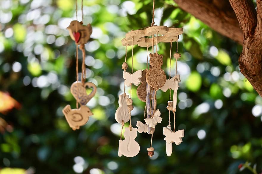 Chimes Of Wind, Decorations, Garden, Ornaments, Colorful, Ceramics, Bright, Nature