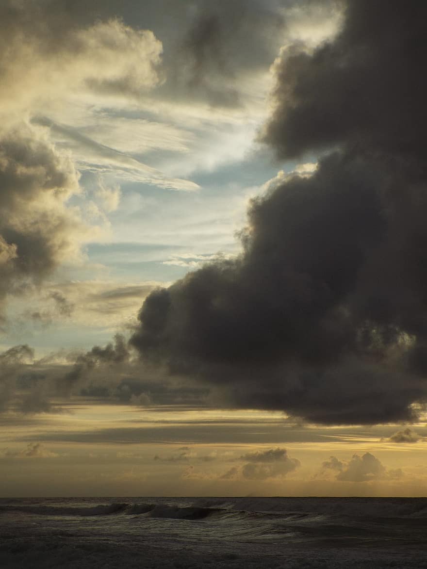 merimaisema, skyscape, pilvinen taivas, pilviä, tummat pilvet, cumulonimbus, meri, valtameri