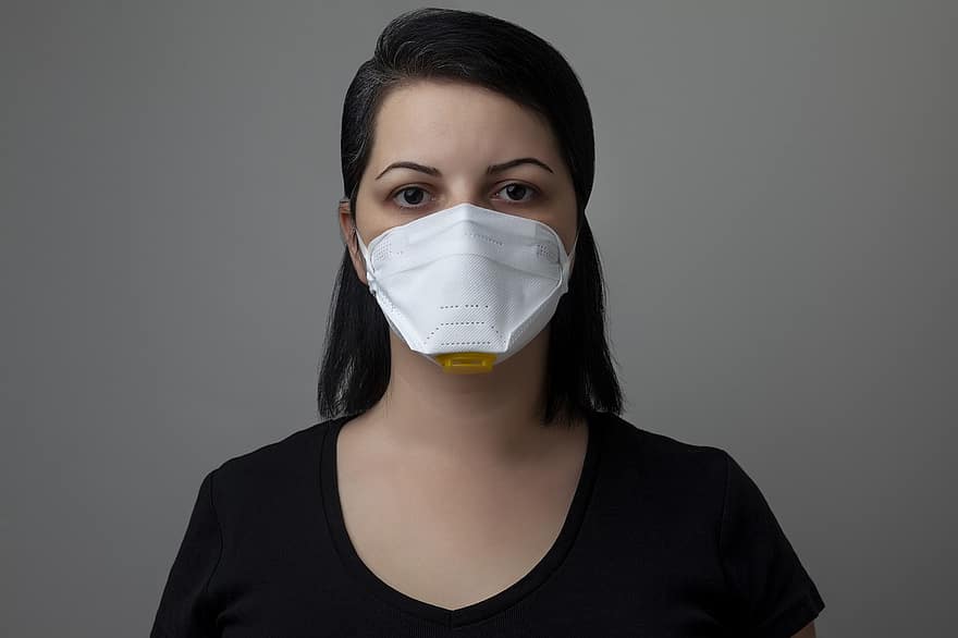vrouw, masker, n95, medisch masker, portret, gezichtsmasker, covid, covid-19, epidemie, ziekte, pandemisch
