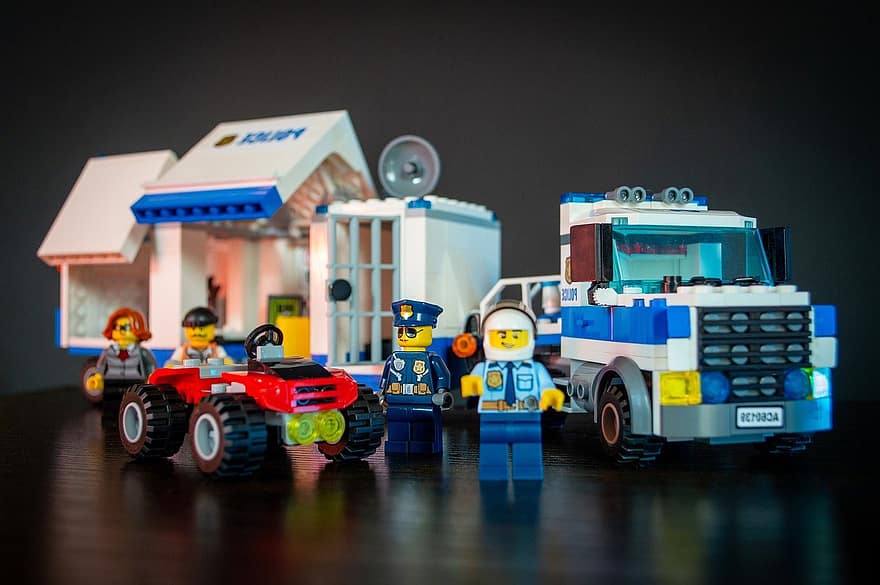 lego, cảnh sát, xe tải