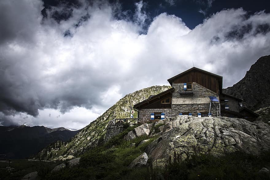 fjellene, Dolomittene, hytte, hus, tilflukt, alm, Italia, landskap, natur, Prato