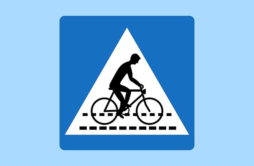 ممر الدراجات الهوائية ، خط داءري ، علامة طريق ، شارة مرور