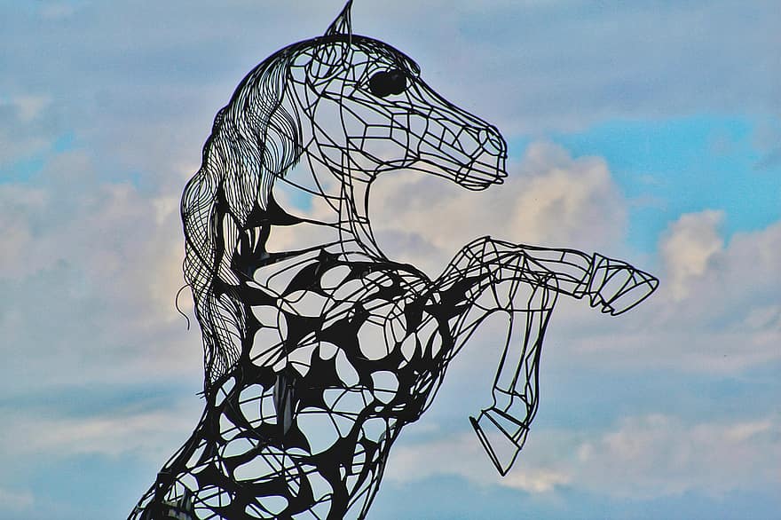 άλογο, άγαλμα, διακόσμηση, τέχνη