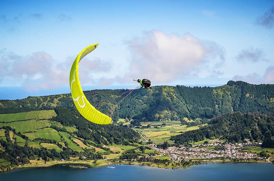 parapendio, paracadute, volante, sport, Attività ricreativa, volo, avventura, ricreazione, attività, volare, aria