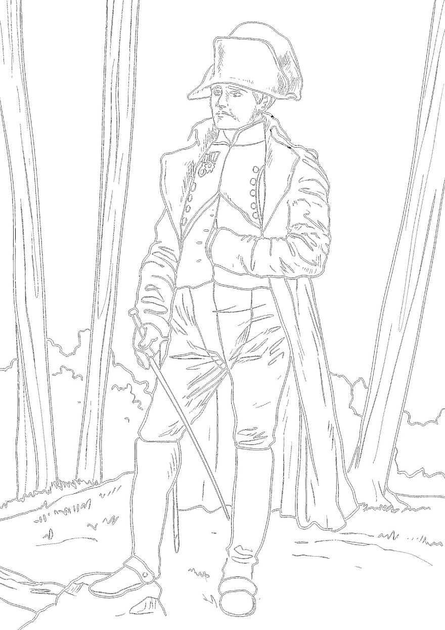 Napoleon, Coloring Page, Napoleon Bonaparte, French, Drawing, Coloring Picture, Template