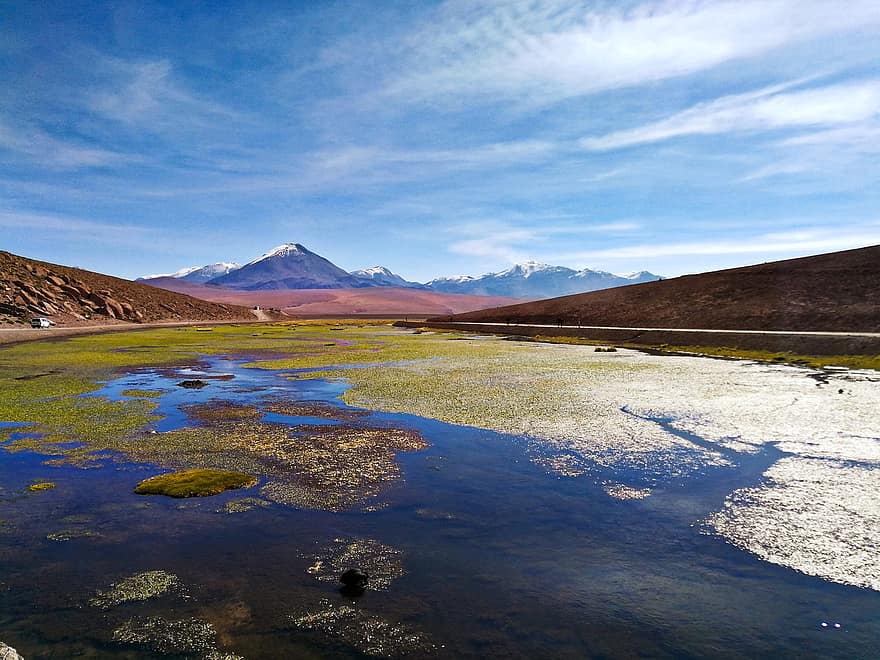 lagune, les montagnes, ciel, eau, paramo, la nature, andine, paysage, Atacama, montagneux, paysage de montagne