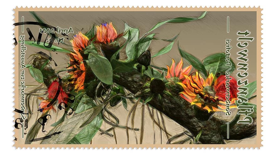 planta, flors, segell