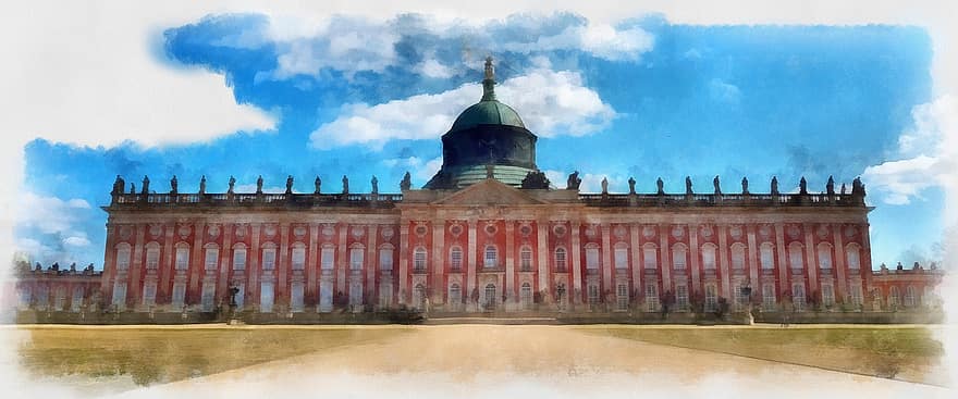 Château, architecture, Potsdam, sanssouci, historique, parc, Brandebourg